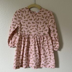 Pink Woodland Dress + Cozy Knit Vest (2-Piece Set)